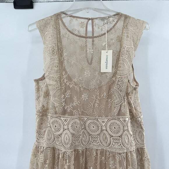 Sundance Faythe Dress Maxi Mesh Floral Long Sleeveless Petite Size PL $268 - Picture 3 of 14
